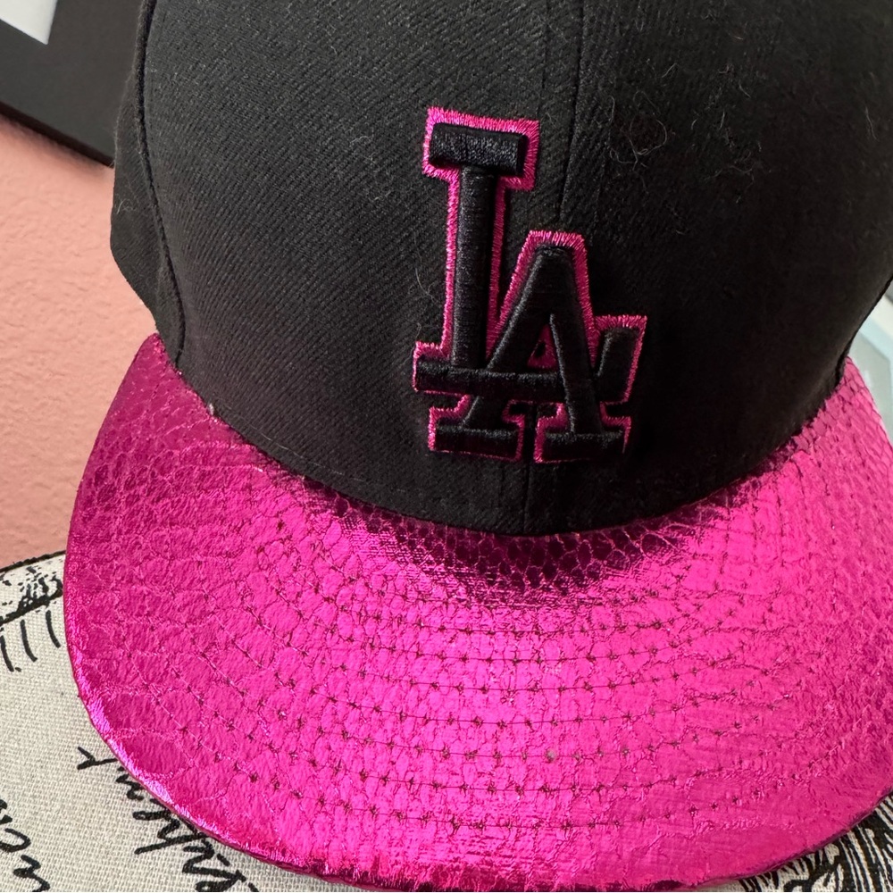 Dodgers New Era Retro Baseball Cap Hot Pink and Black